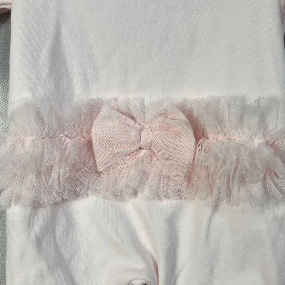 FAO pink ruffles and bows one piece footed jumpsuit size newborn